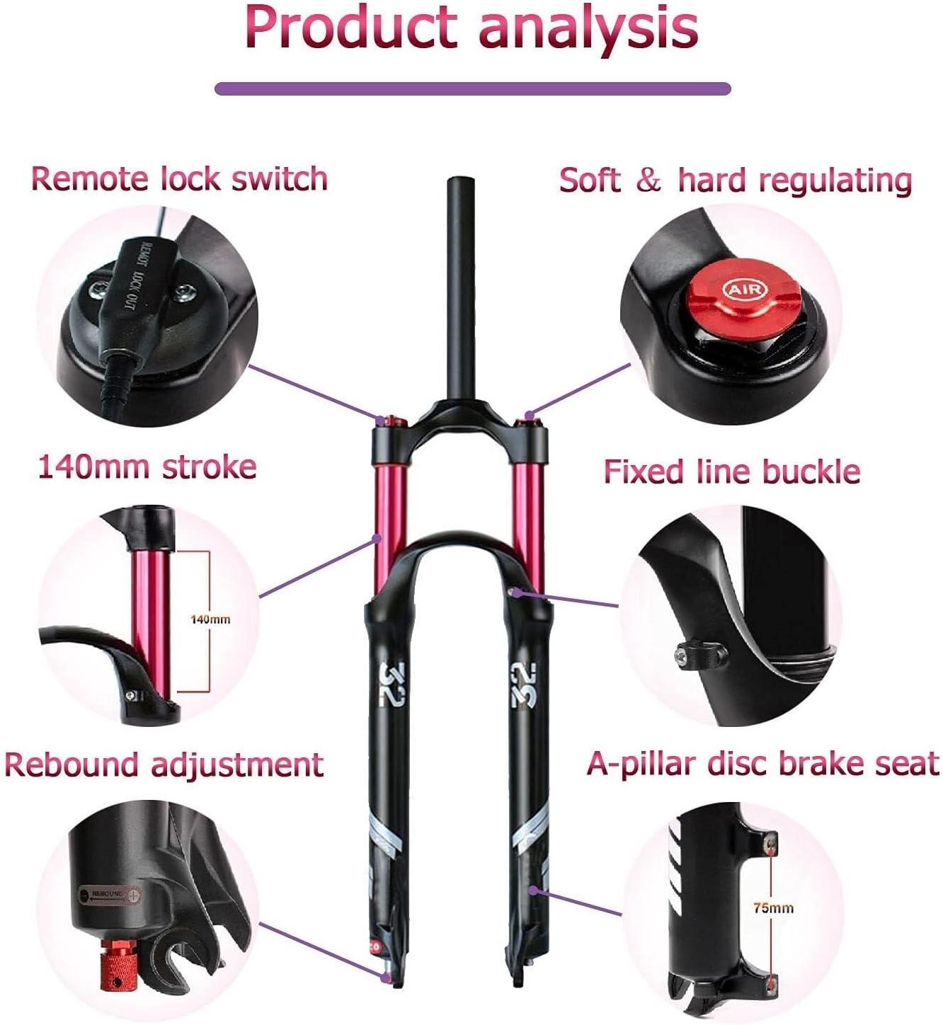 Remote Suspension Control Bicycle Front Fork Stroke 100mm Air Damping Fork Suspension Mountain Bike Front Fork