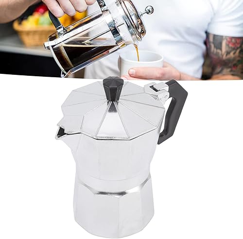 Miniatura 5 de Luqeeg Cafetera de aleación de aluminio de 5.1 fl oz, cafetera de mano de 3 tazas, tetera de café italiano, ideal para el hogar, oficina,
