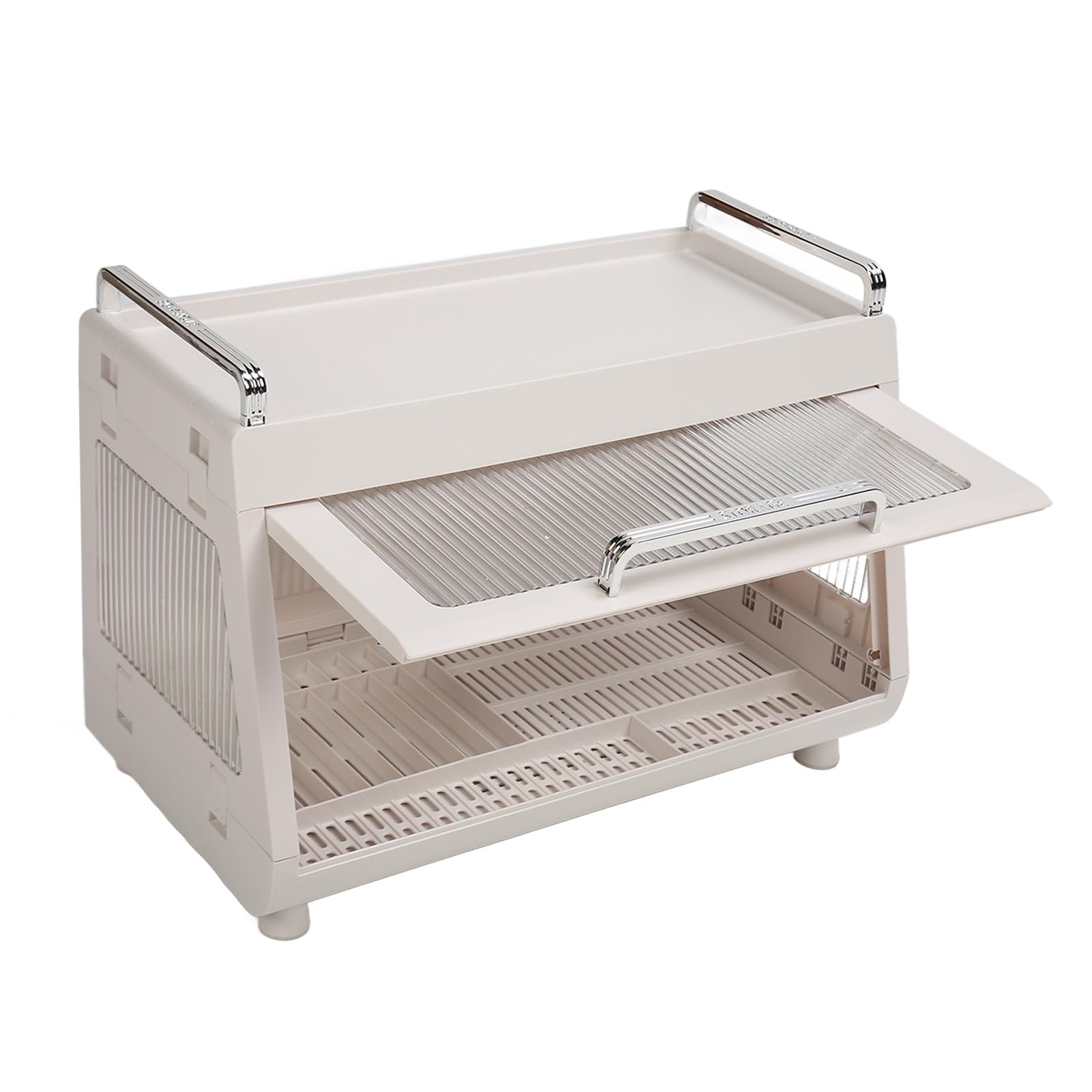 Aramox Escurridor de Platos con Tapa PP Pet ABS, Contenedor para Vajilla,