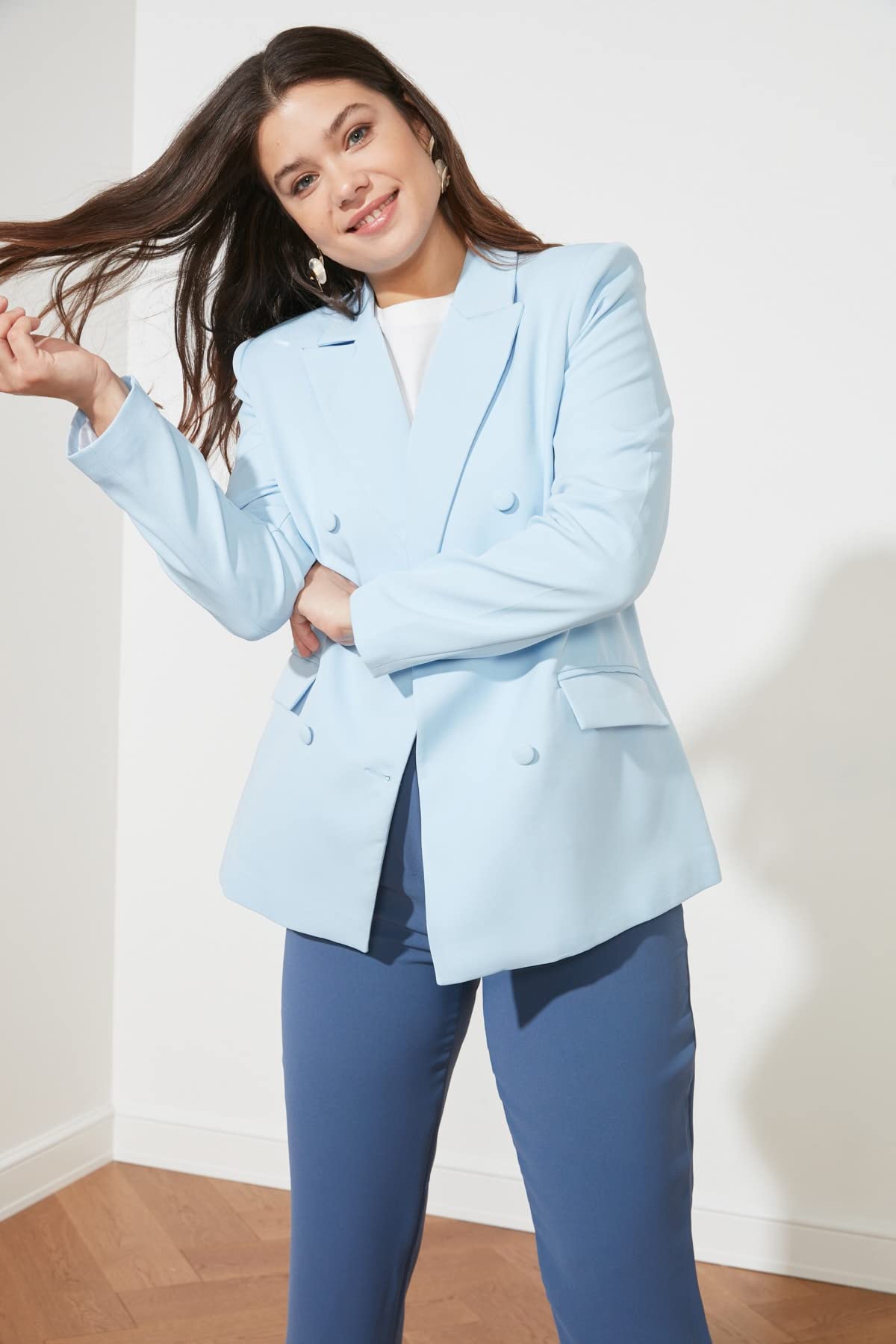 Trendyol Veste Blazer avec Boutons Verts Trendyol Green Button Veste Blazer Détail Vert Femme