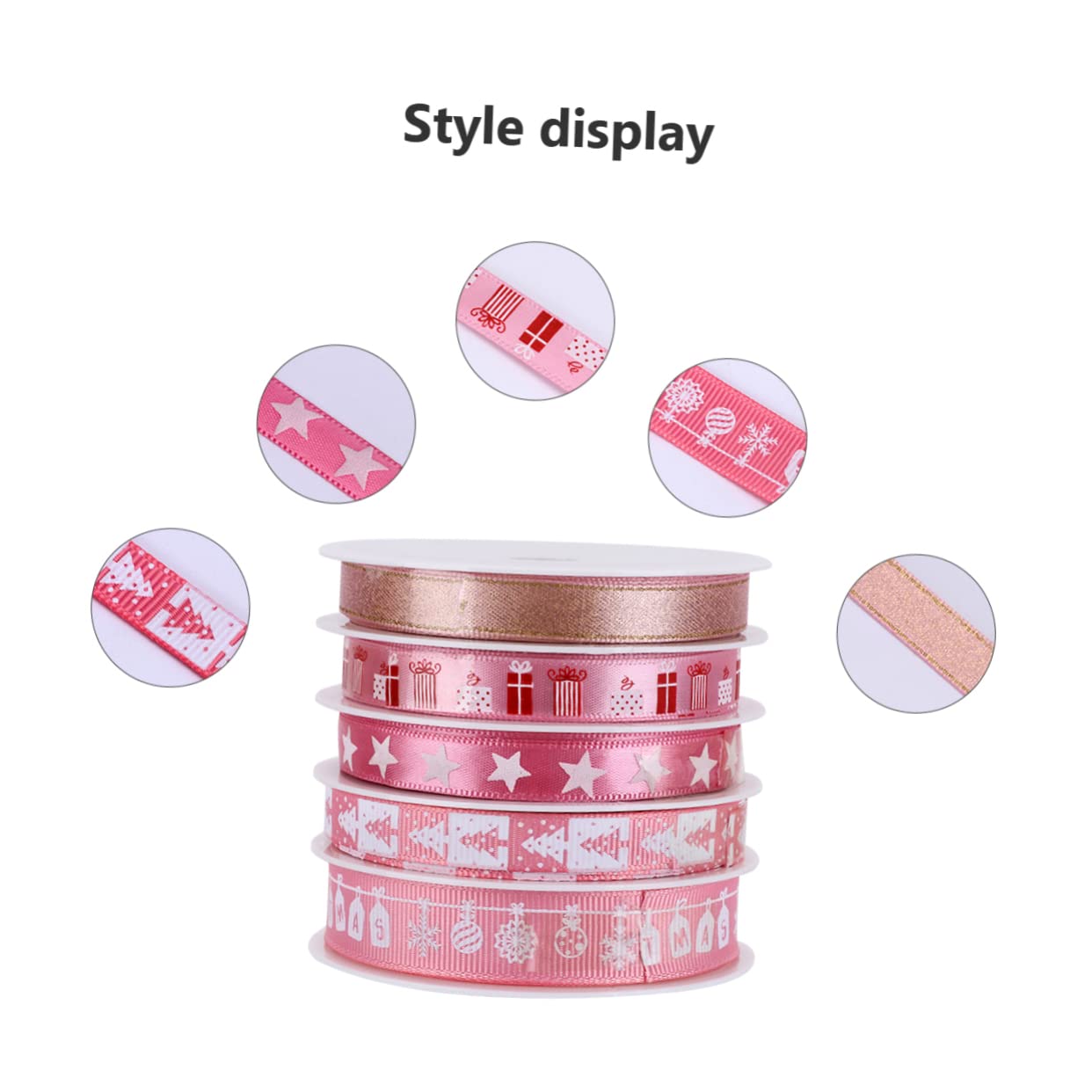 Lurrose Geschenkband Pink 15 Rollen Ornamentband Weihnachtsband Weihnachtsband Urlaubsband Diy Bastelband Weihnachten Drahtband Stoff Bastelbänder Dekoband Dekoband Stoff Rosa