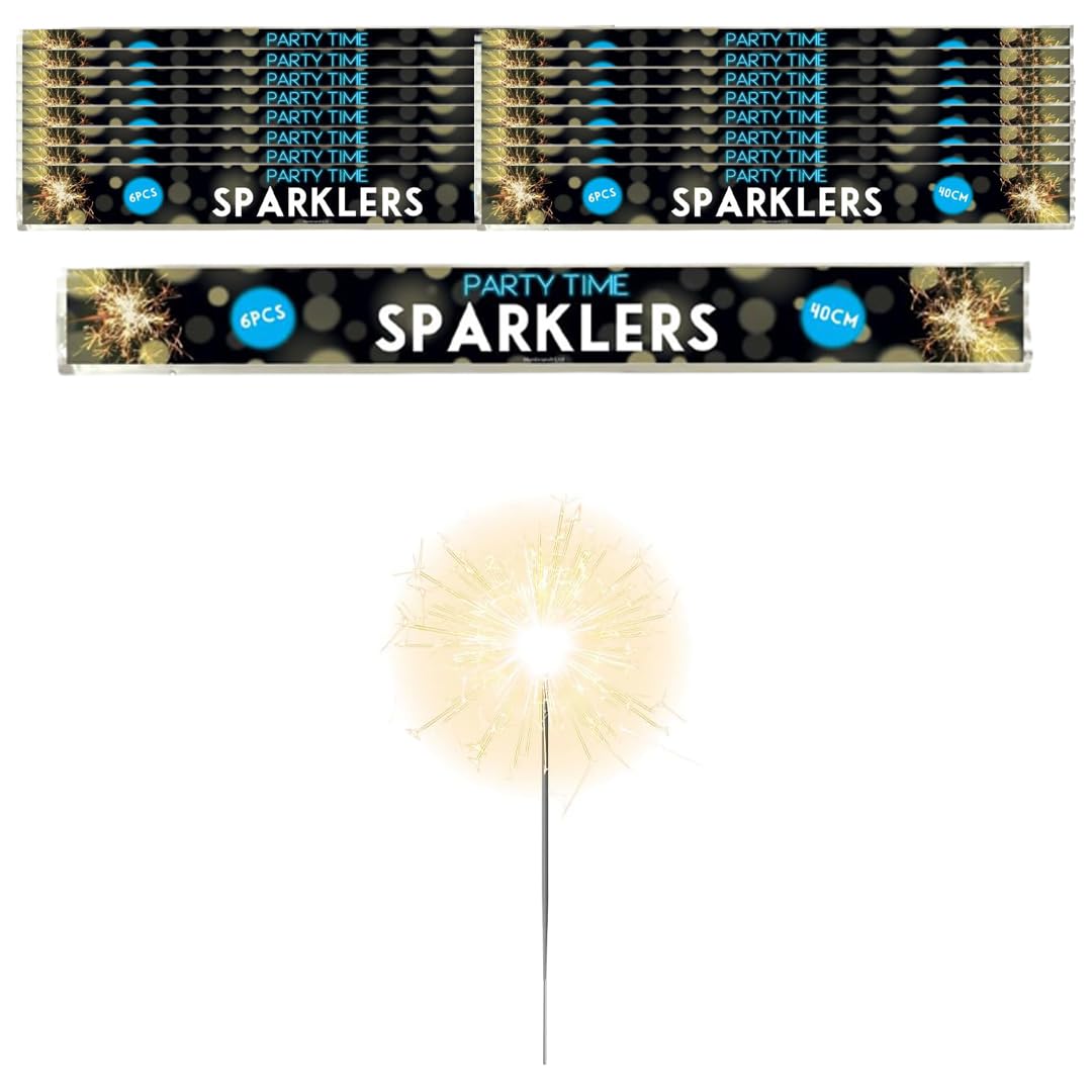 Hand-Held Sparklers 40cm - 15 Packs of 6 - Ideal for Bonfire Night, Halloween, Christmas, and New Year Celebrations - Total of 90 Sparklers