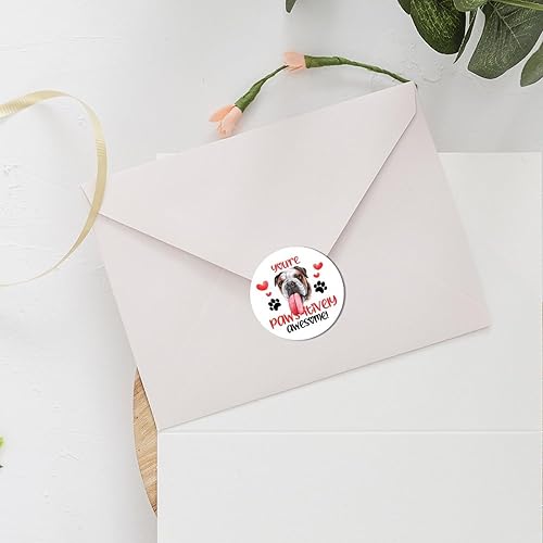 Miniatura 10 de Swavecat Calcomanías de San Valentín Chow Chow Dog Red Heart Label Stickers You are Paw Some Vinilo Adhesivo redondo Adhesivo de San Valentín para