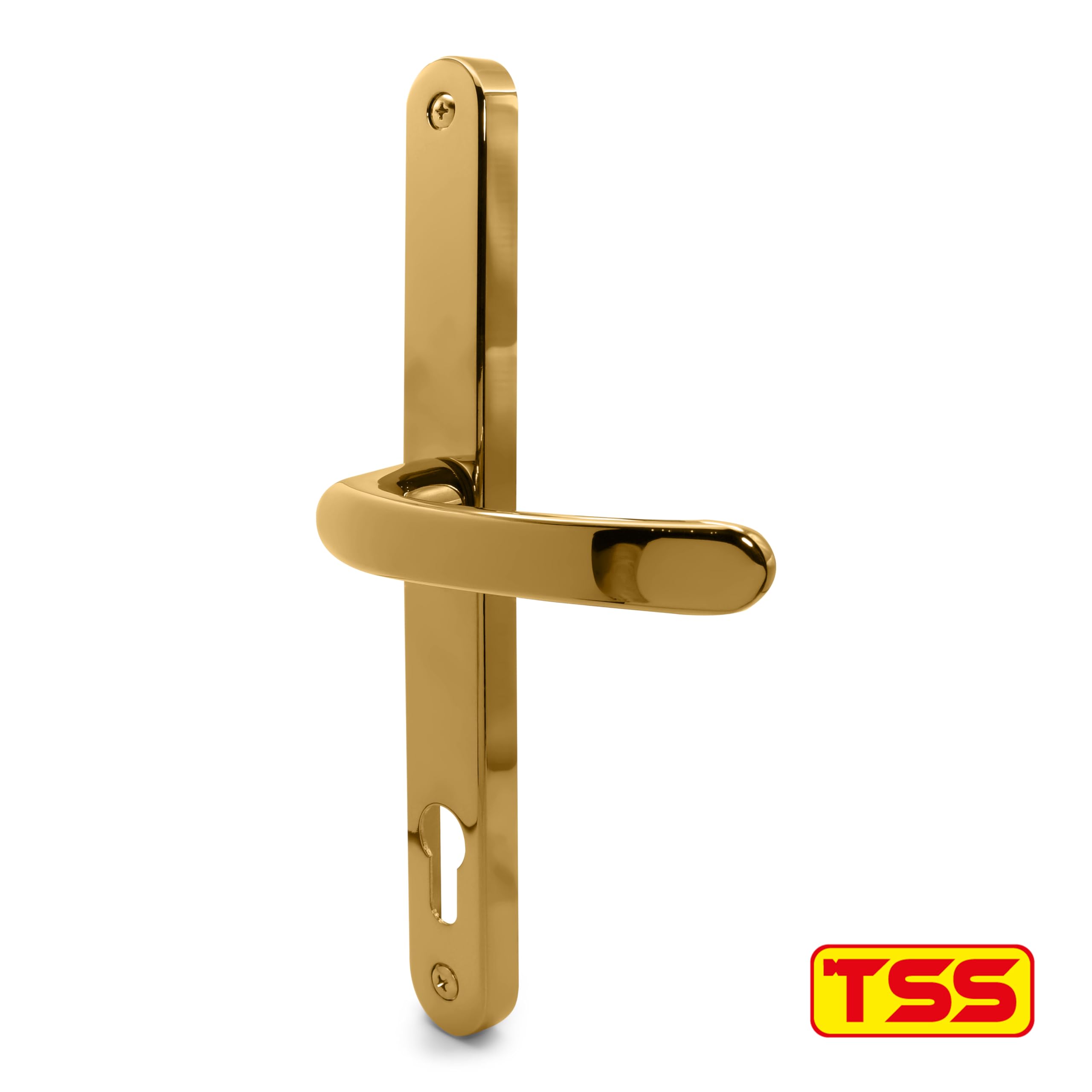 TSS Polished Brass UPVC Door Handle Pair Set, 92mm PZ (Centres), Sprung, Lever Lever, 240mm Screw to Screw (Screw centres) - Image 4