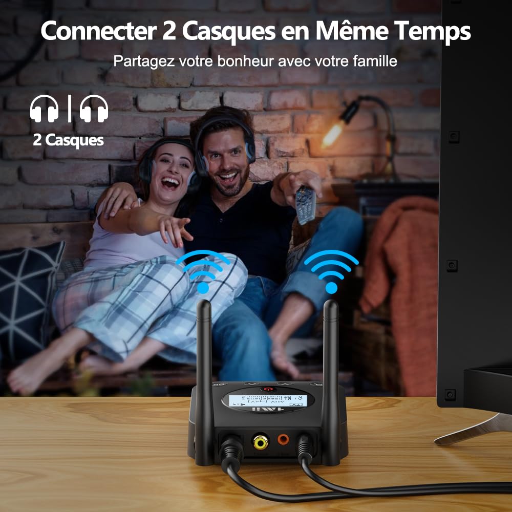 1Mii B06TX+ Émetteur Audio Bluetooth 5.3 pour TV avec Écran Visuel