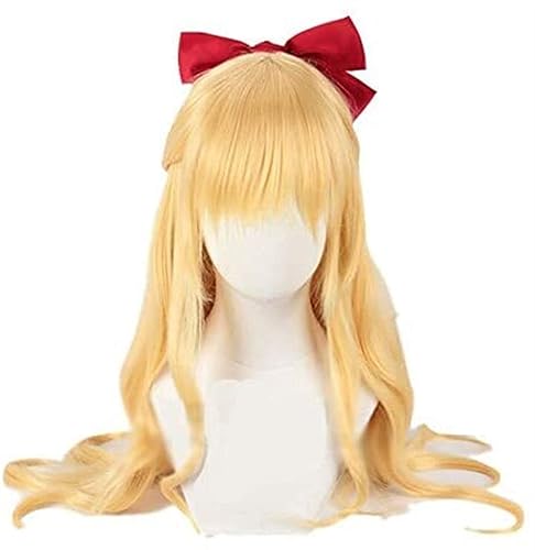 Miniatura 2 de Sailor Venus Cosplay Pelucas Sailor Moon Minako Aino Cosplay peluca rubia suelta onda larga resistente al calor pelo sintético