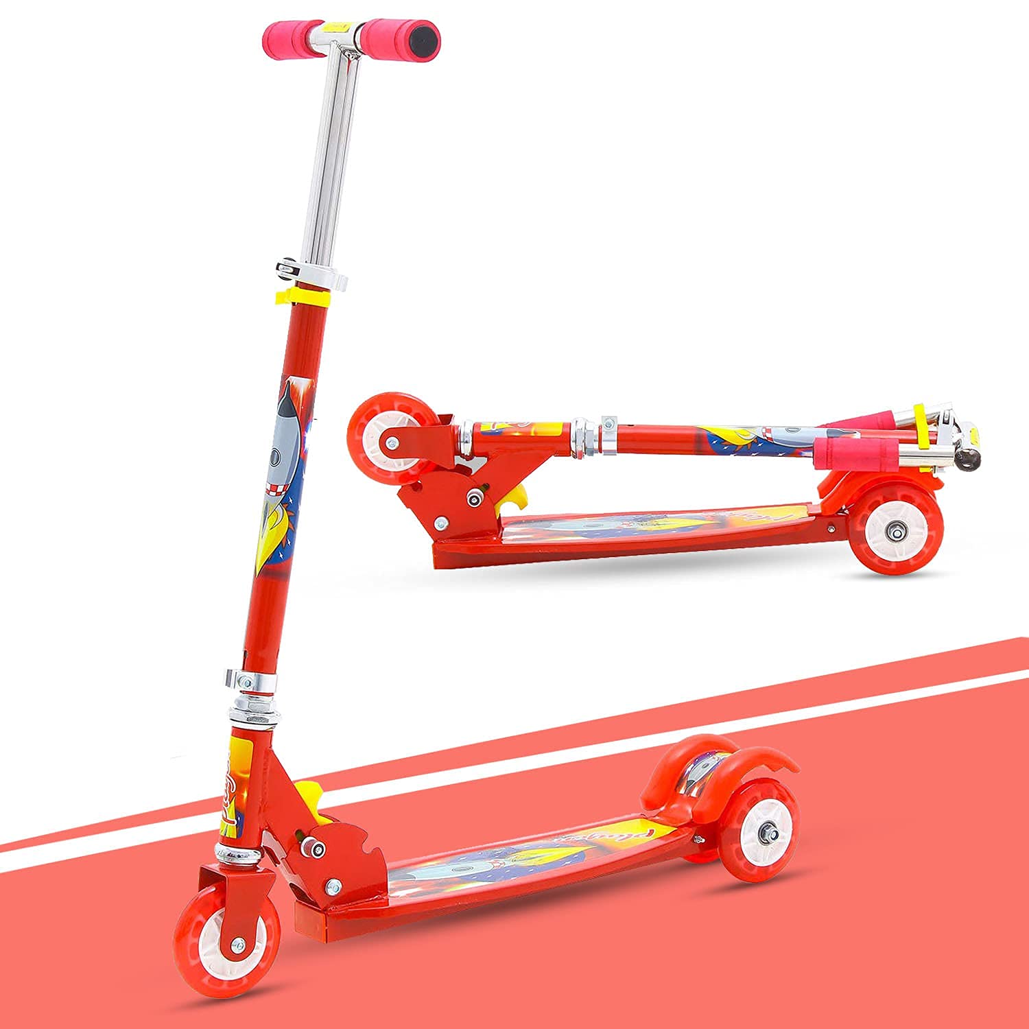 Magicwand® Metallic Jumbo Size Large 3 Wheel Height Adjustable Scooter for Kids【Made in India】【Tomato Red】 (B0BGPZ7627) Amazon Price History, Amazon Price Tracker