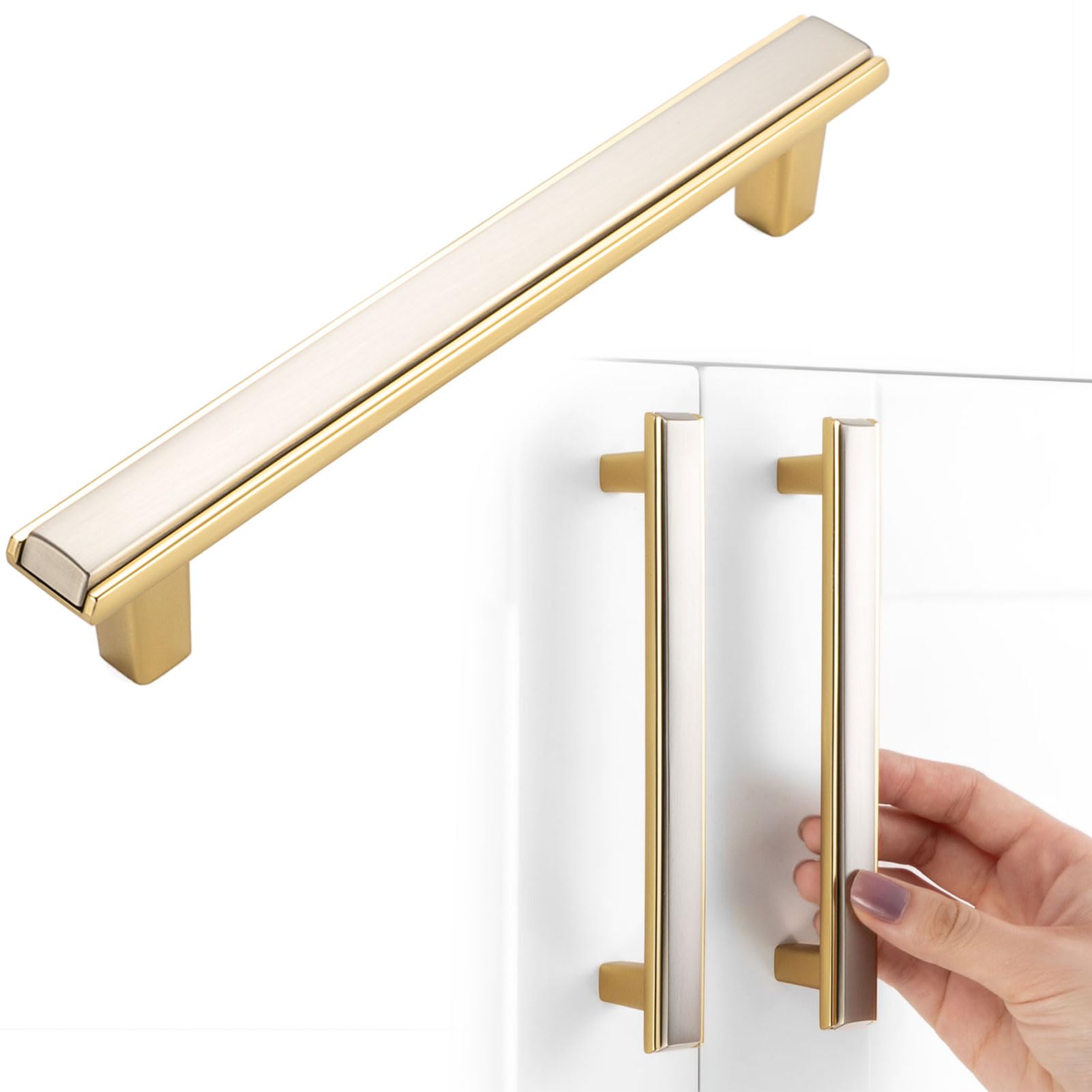 Nickel and Gold two-tone cabinet pulls