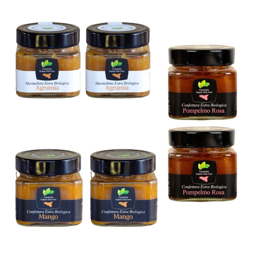 Canalotto Farm - Selección de mermeladas de 250 g - 2 cítricos variados - 2 mango - 2 pomelo rosa