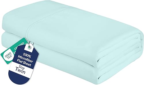 Royale Linens Sábana Plana Individual – Sábanas Planas de Microfibra Cepillada Ultra Suave 1800 Solamente – Sin Arrugas y Resistentes a las Manchas