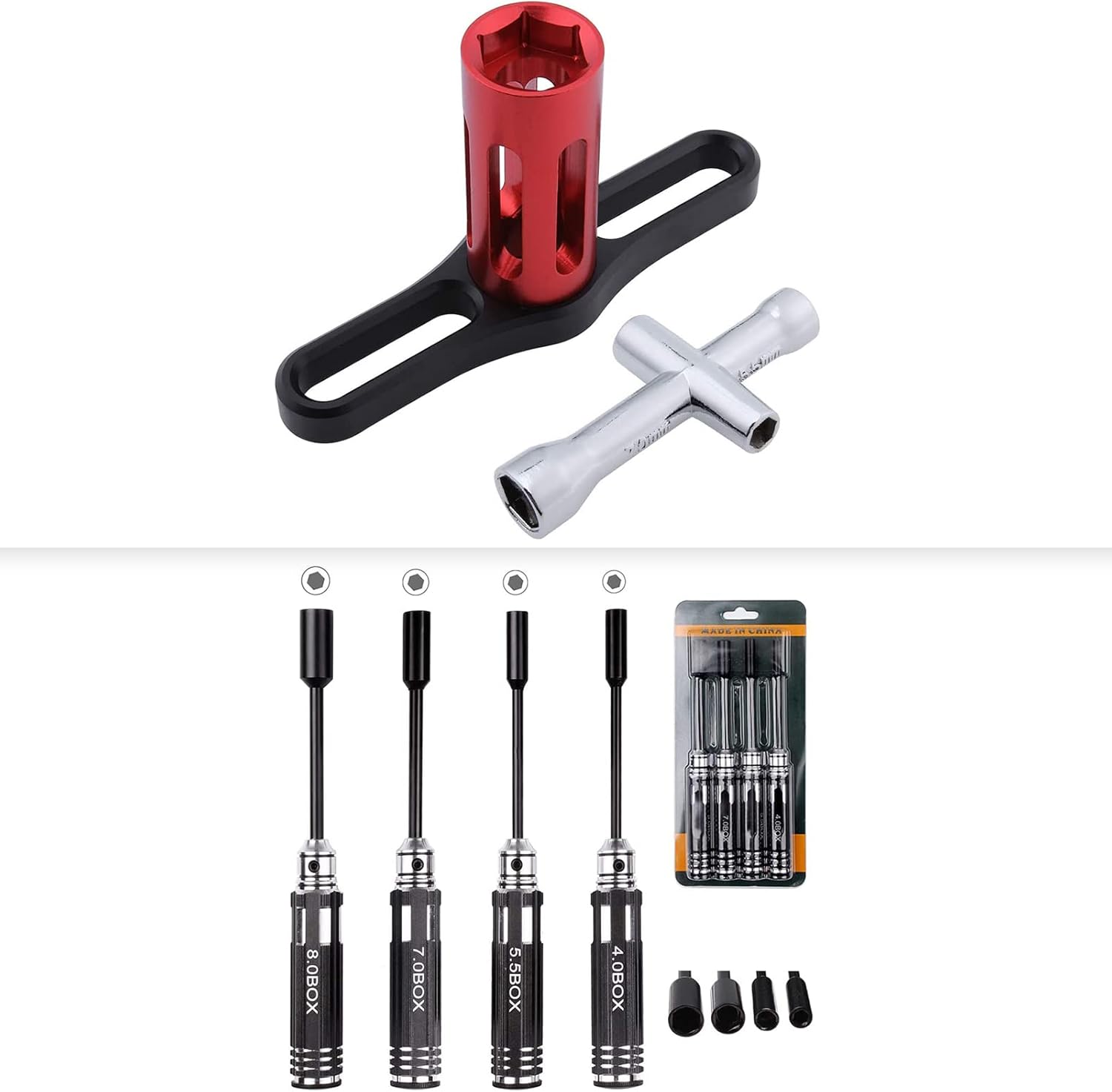 HobbyPark Hex Nut Driver Set & 17mm Wheel Wrench, M2 M3 M4