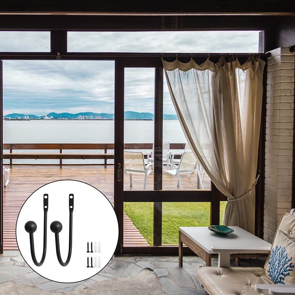 Fermatenda Per Tende In Metallio A U - Set 2 Pezzi Con Viti, Argento - Foto 7