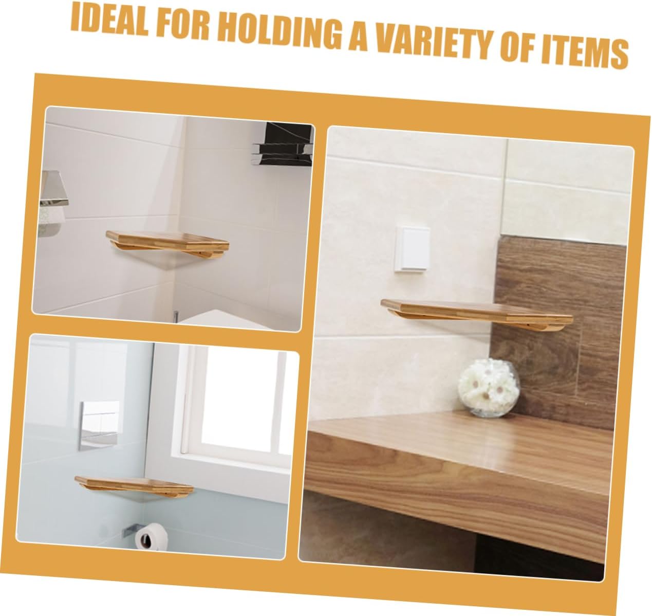 2pcs Wall Mounted Corner Shelves Rustic Bamboo Floating Shelves for Bathroom Kitchen Living Room Storage Easy Install Triangular Design