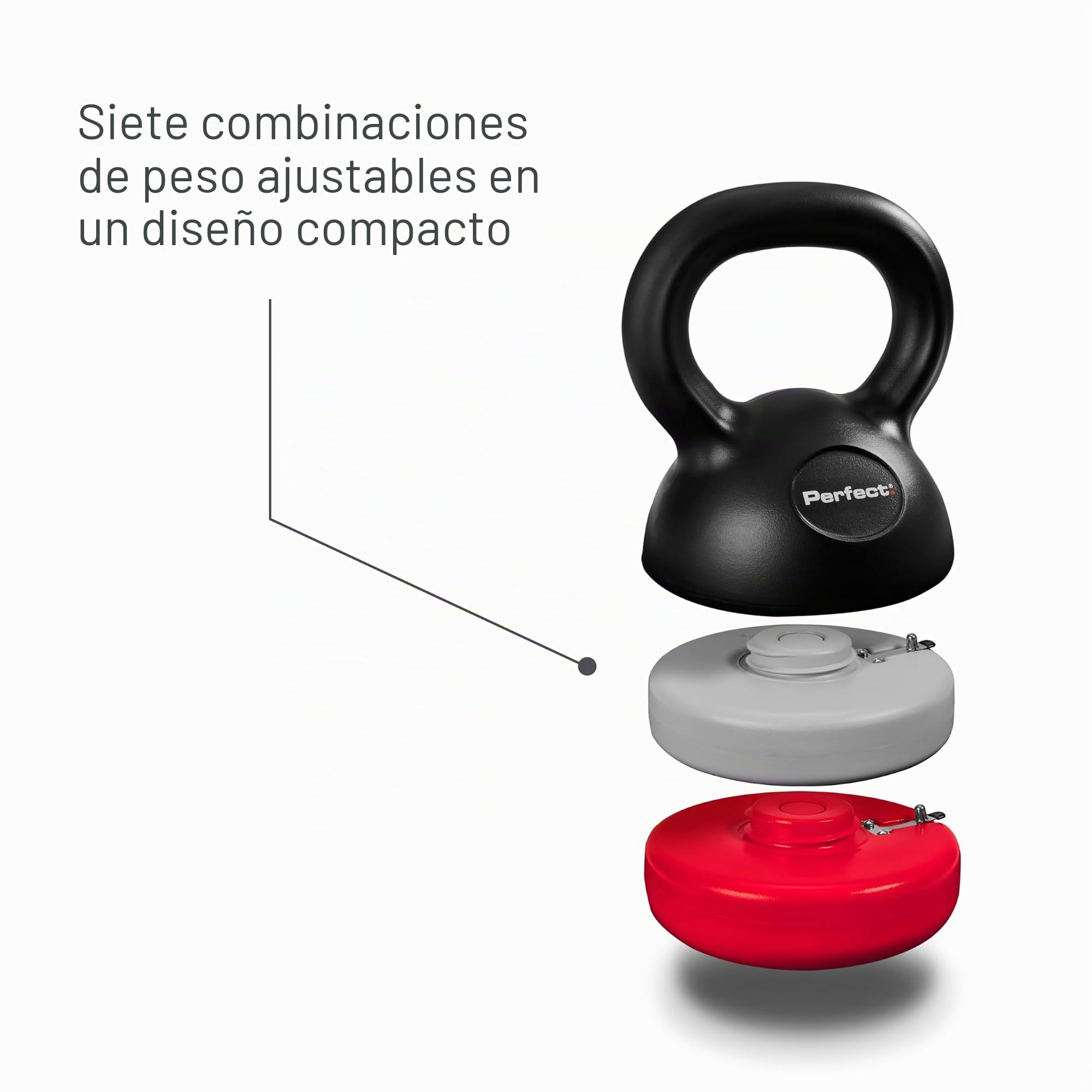 Perfect Adjustable Kettlebell - Kettlebell Ajustable Para Entrenamientos De Cuerpo Completo, 7 Combinaciones De Peso, Ideal Para Ejercicios En Casa, Almacenamiento Fácil,26cm x 14cm,Multicolore