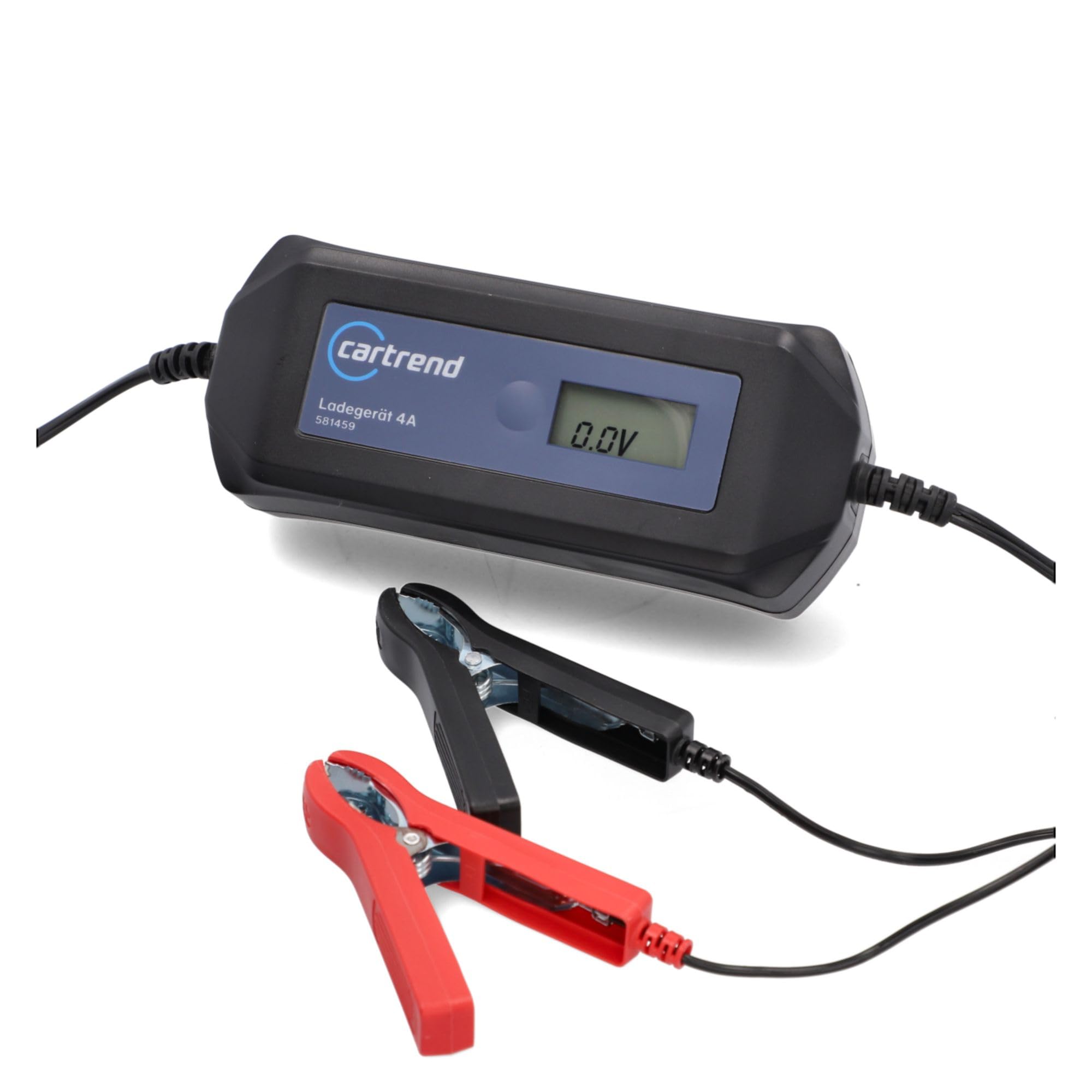 cartrend Mikroprozessor Batterieladegerät DP 4.1, 4A, automatische Diagnose- und Ladefunktion, Autostart nach Netzausfall, LCD-Anzeige, schutzisolierte Polklemmen, für Auto, Motorrad, Boote, Traktoren