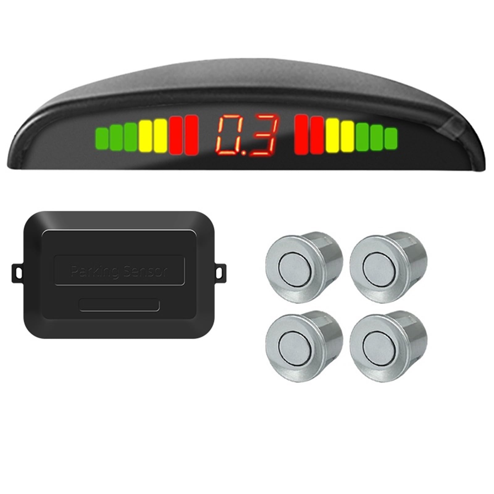 Radar Recul Voiture Kit De Capteurs Stationnement Pour Voiture 4 22 Mm Radar Recul Système D'alerte Sonore Alarmes À Induction Moniteurs D'angle Mort(Silver)