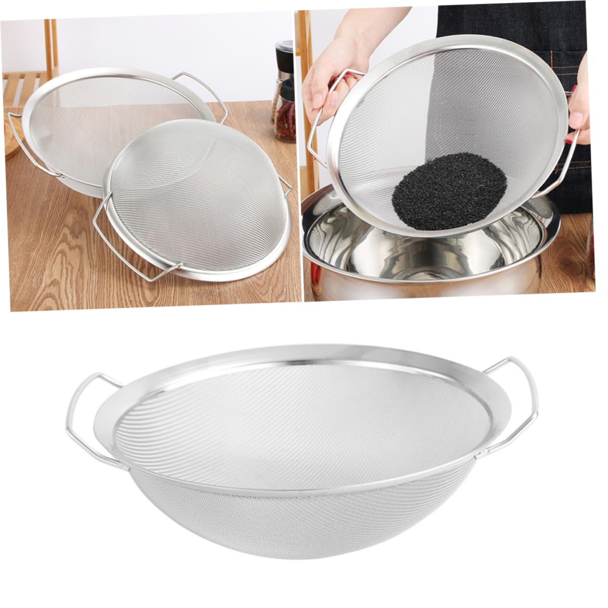 LABRIMP Colador de Malla de Acero Inoxidable Asa para Filtrar Arroz y Verduras en Cocina Doméstica, Utensilio Resistente y Práctico para Labores Culinarias