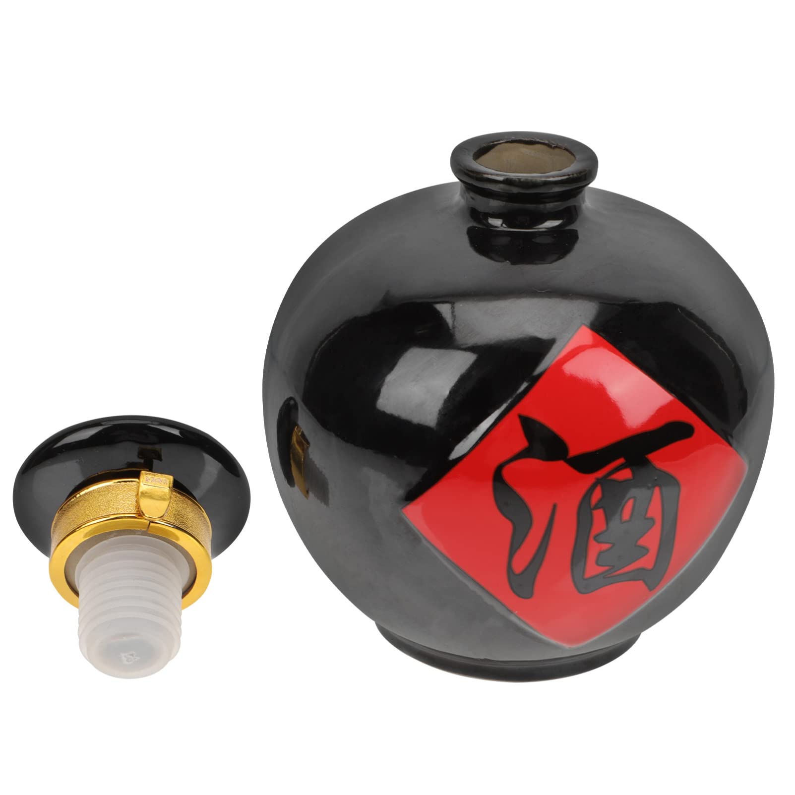 Happyyami Ceramic Retro Wine Bottle Chinese Antique Wine Jug Serving Wine Sake Pot Kitchen Utensil for Home Kitchen Wine Bourbon Black