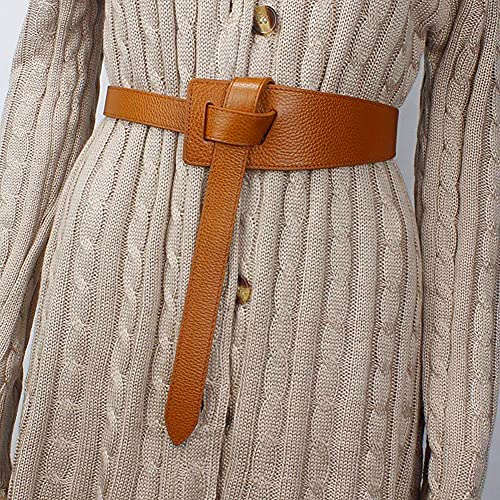 Glamorstar Women Leather Belts Vintage Irregular Waist Belt For Dresses Tie Knot Waistband Belt Brown 135Cm/53.1In #TOP5