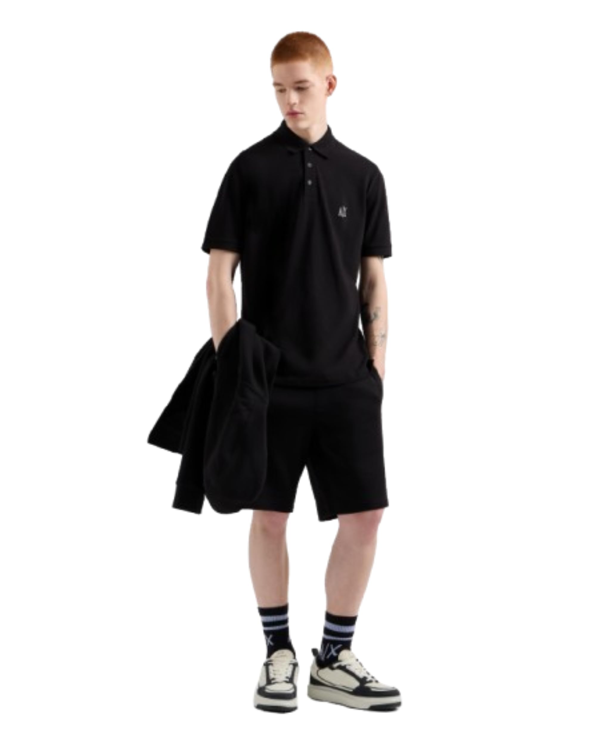 Armani Exchange Herren Icon Project Logo-Stickerei Poloshirt, Schwarz, XXL, Schwarz, XXL