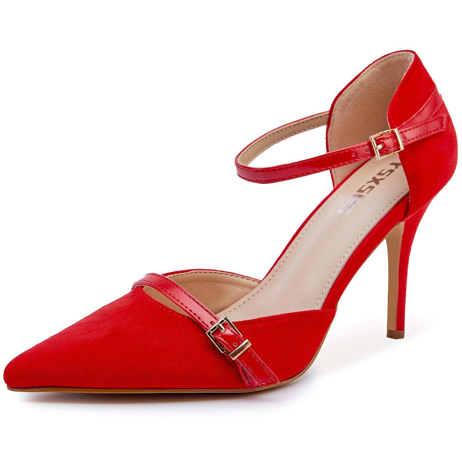 rsxses Womens Closed Pointed Toe Heels Ankle Strap Pumps 3 54 in Stiletto Sexy Party Wedding Dress Shoes
