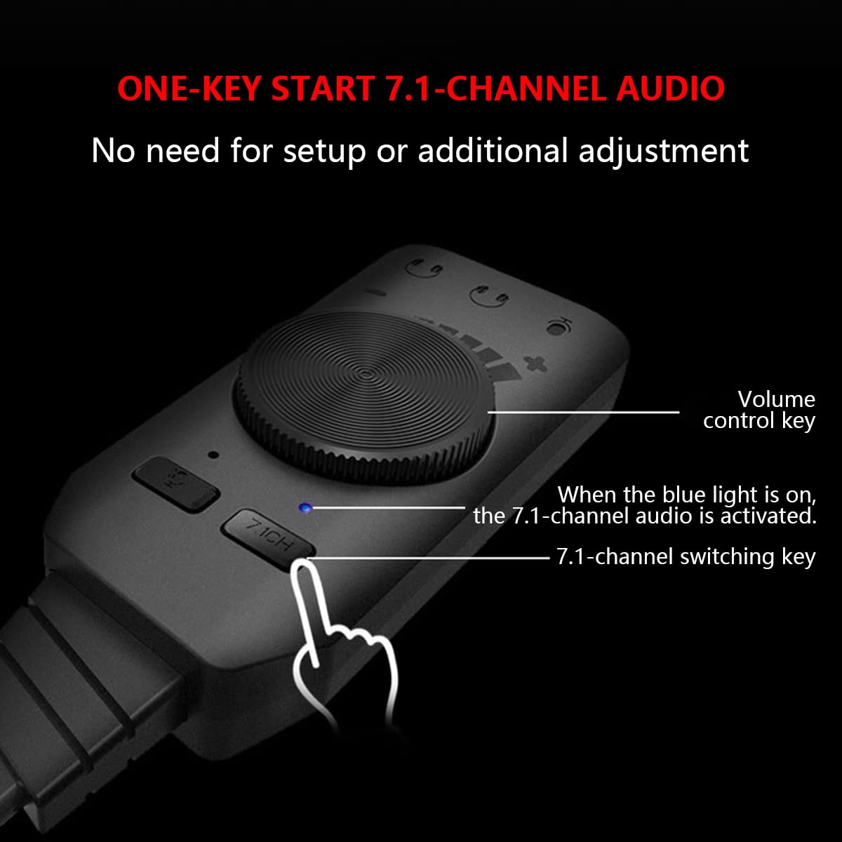 Adaptador de Tarjeta de Sonido Externo USB Adaptador de Tarjeta de Sonido estéreo de Audio Externo de 7.1 Canales Conector de micrófono Auxiliar de 3,5 mm para Auriculares para Juegos
