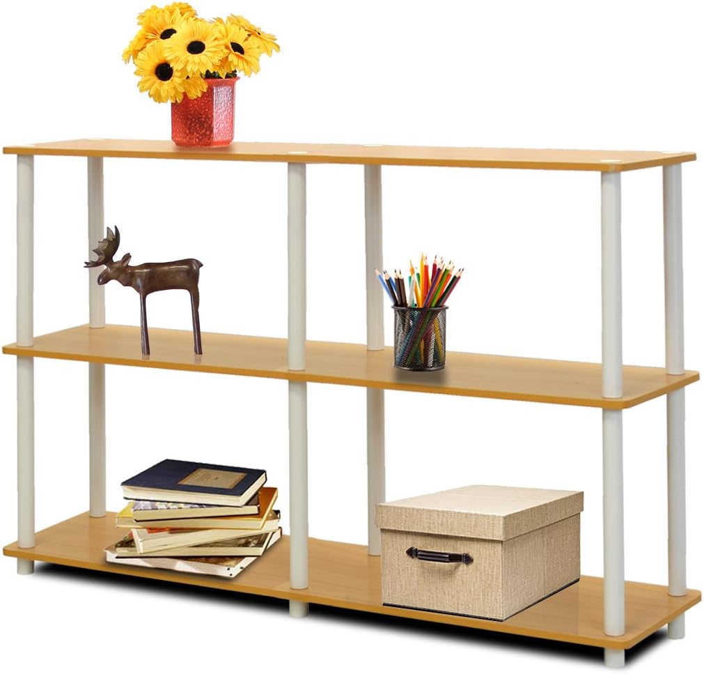 Furinno 99130BE/WH 3-Tier Double Size Storage Display Rack, Beech/White