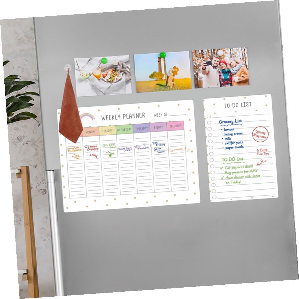 5 Set lavagnette cancellabili pianificatore settimanale planner giornaliero daily planner magneti vegetali magnete bacheca con messaggi chiari lavagna magnetica per parete stoffa DIYEAH