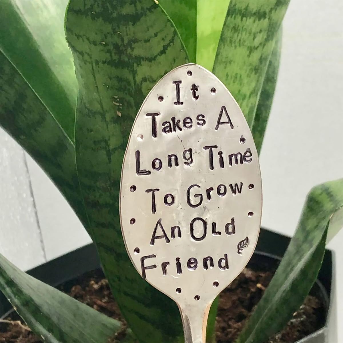 Garden Marker Friendship Gift, Funny Handmade Silver Stamped Spoon Plant Markers,Garden Metal DIY Decorative Sign Humor Plant Label Gift,Creative Plant Markers Spoon Plant Lover Garden Decoration (I