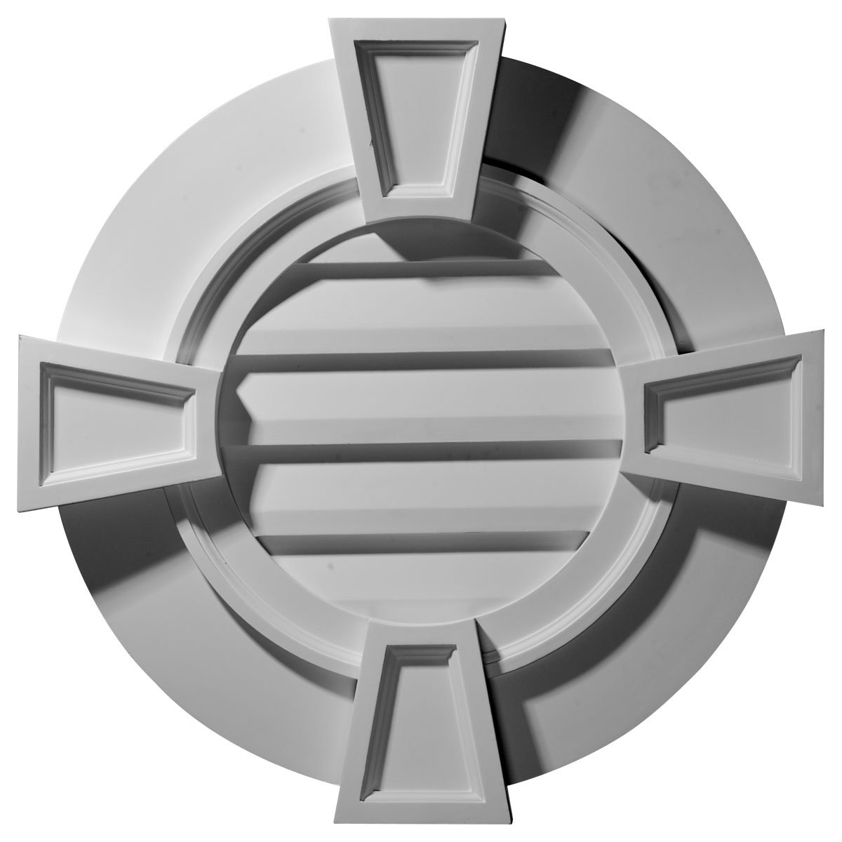 Ekena Millwork 30"W x 30"H x 1 1/8"P, Round Gable Vent with Keystones, Non-Functional