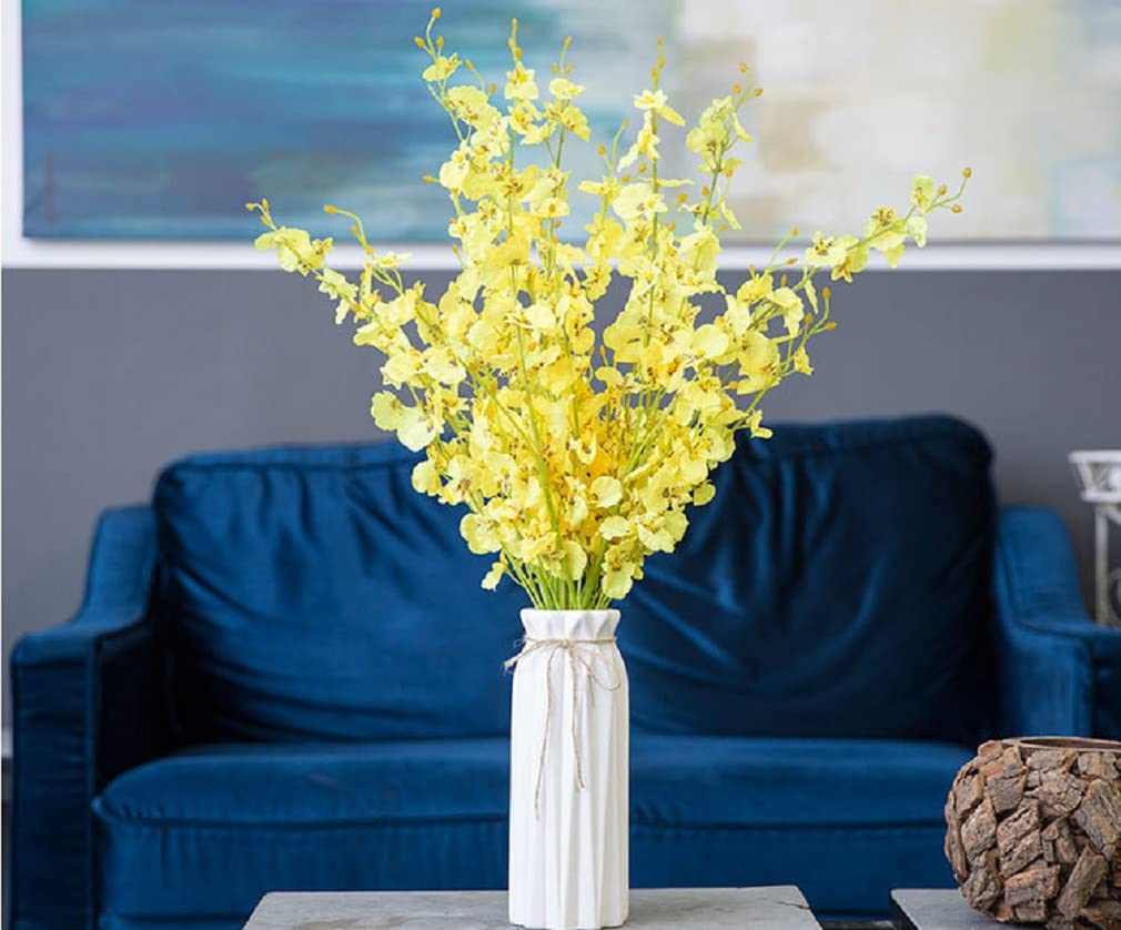 Florero de cerámica blanco para decoración del hogar, estilo moderno, florero de 9.5 pulgadas de alto para estante de mesa, jarrón de decoración del hogar para chimenea, dormitorio, cocina, 5