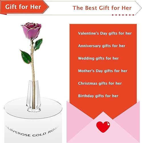 Miniatura 4 de Regalo del Día de San Valentín Rosa Bañada en Oro, Rosa Real de Oro de 24k Regalo para Ella y Gran Regalo de San Valentín para Ella Rosas, con