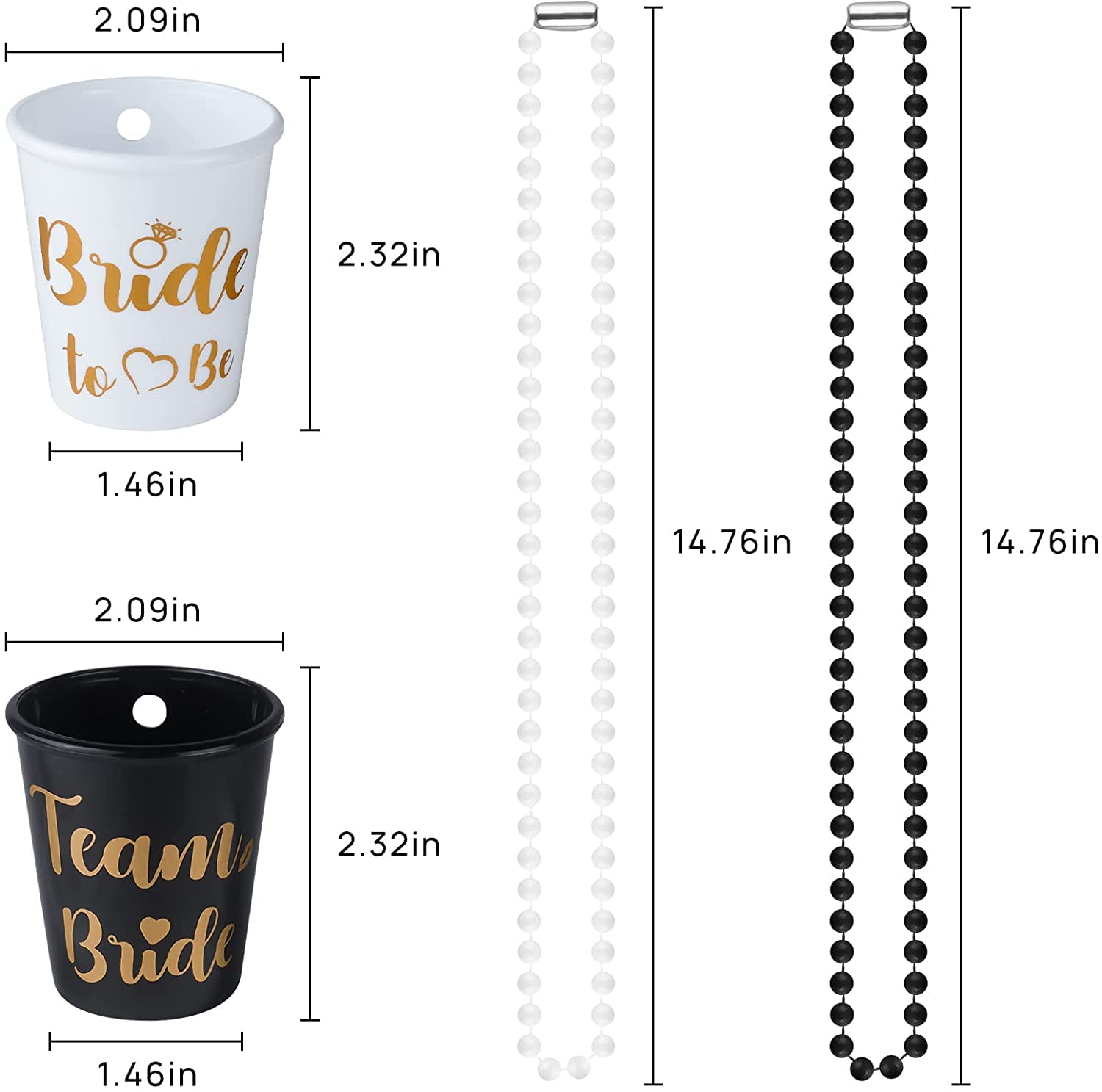 JUSTOTRY 12 pezzi Bride to Be bicchieri da liquore collana per addio al nubilato, per feste di addio al celibato, decorazione da donna JGA