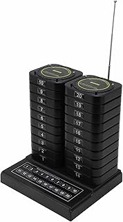 20 Pager Sistema de Pager Sem Fio para Restaurantes, Pager de Longa Distância de Trabalho, Campainhas de Espera de Restaurante, para Caminhão de Comida, Restaurante (plugue