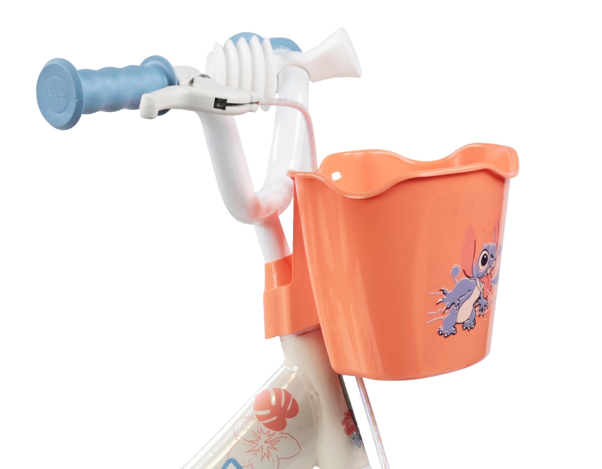 Vélo Enfant 12' Stitch équipé de 1 Frein, Panier Avant, Porte poupée arrière, Garde boues, Carter et stabilisateurs Amovibles