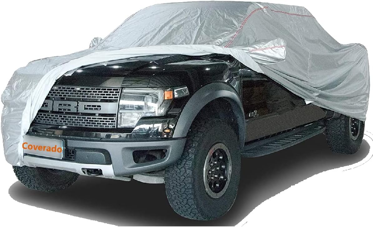 Coverado Deluxe Car Cover with Buid-in Storage Bag Door Zipper Windproof Straps and Buckles 100% Waterproof All Season Weather-Proof Fit Fit Full Size
