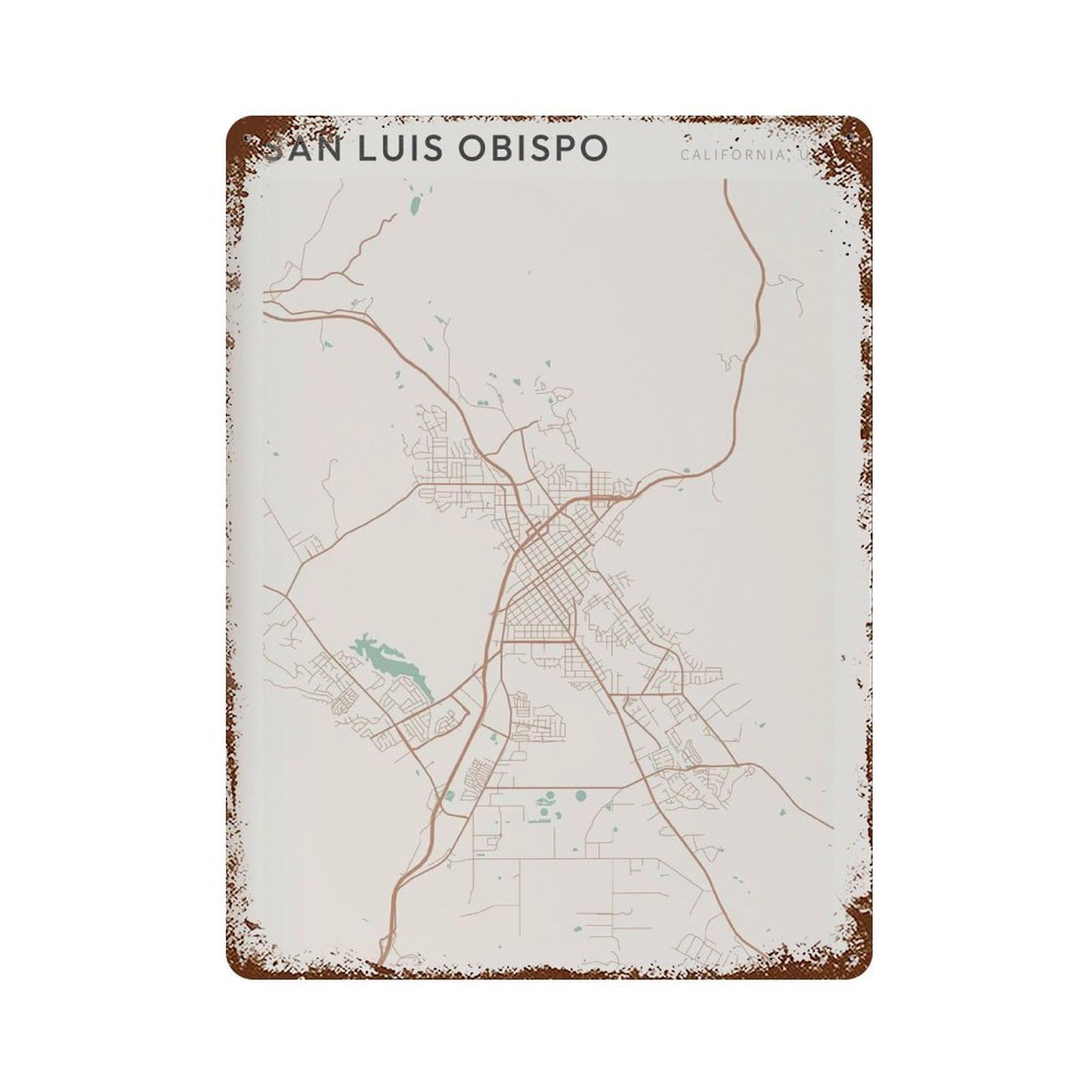 xiaoxiaoshen San Luis Obispo Map California Farmhouse Decor Wall Decor Art Metal Tin Poster Modern Home Decor Art Home Bar Shop Decorations Vintage Sign 40x30cm