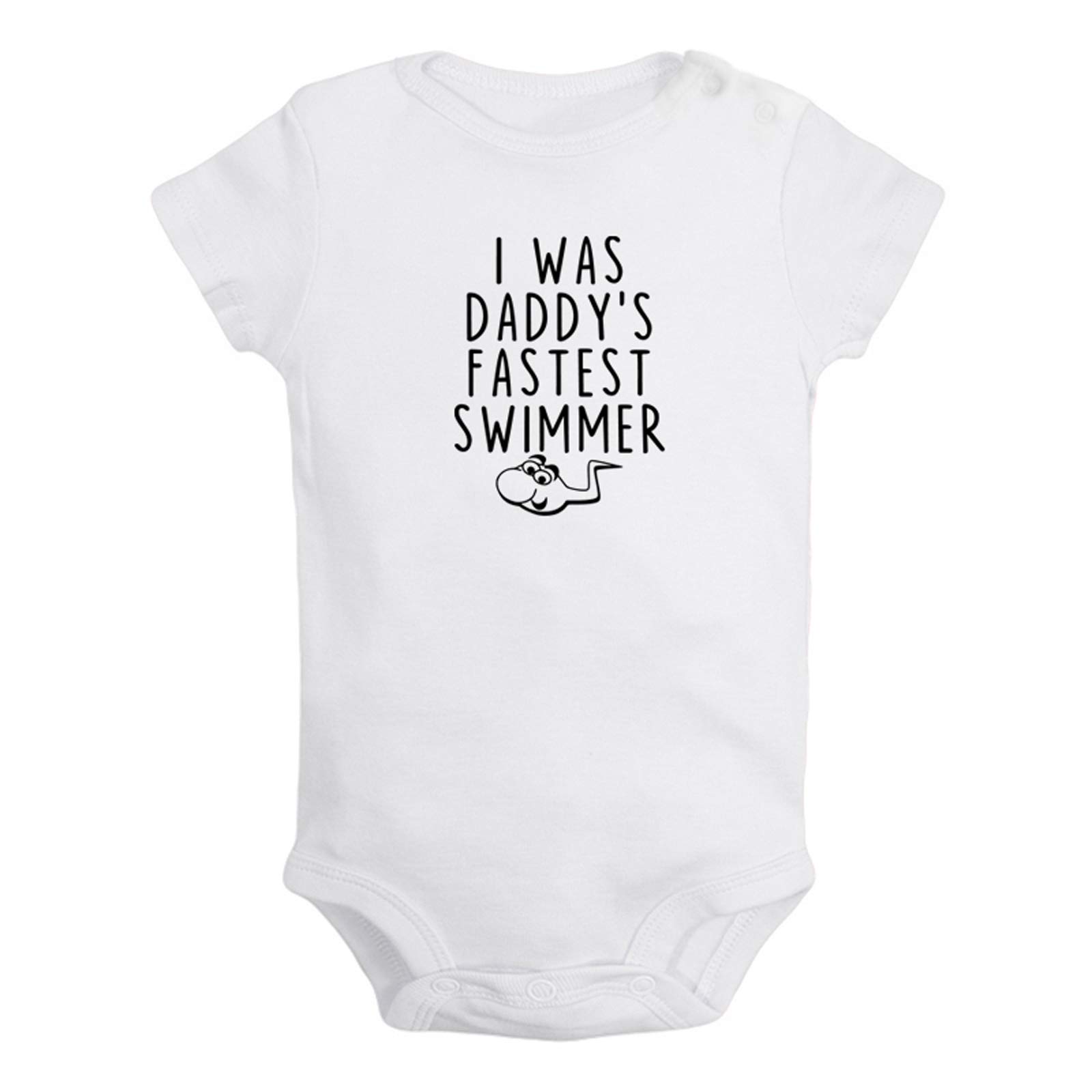 Idzn Unisex Newborn White I Was Daddy's Fastest Swimmer Funny Rompers, Newborn Baby Bodysuits, Infant Jumpsuits, Baby Novelty Outfits