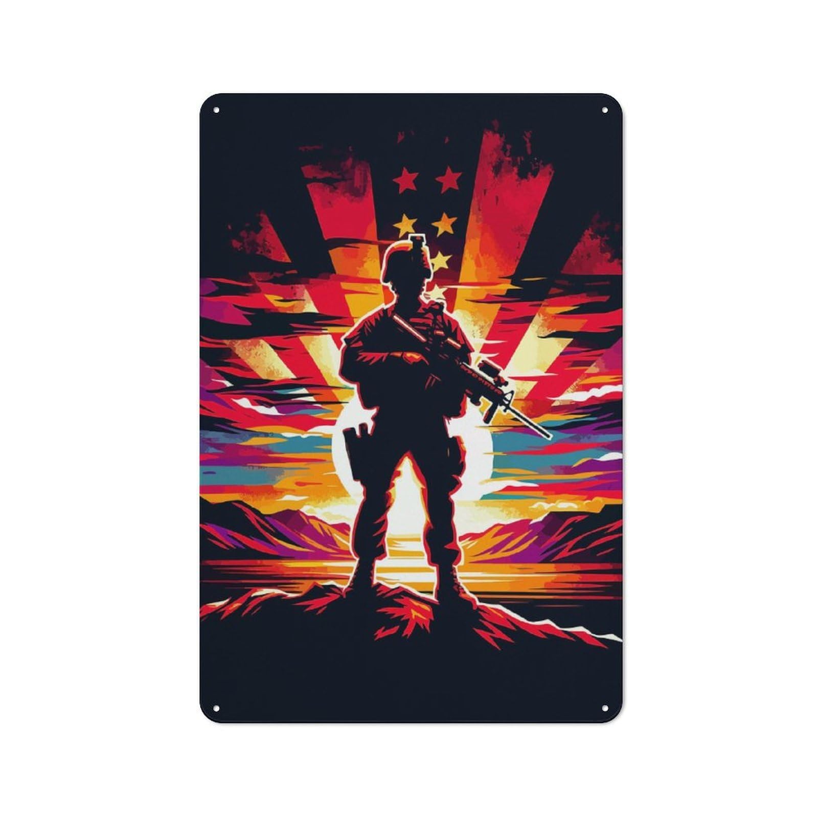 Junmoney Marine Corps Sunset Art Metal Plaque With Design 30X20cm, Country Style Kitchen Wall Decor For Coffee Bar, Kitchen, Bistro Or Tea Corner