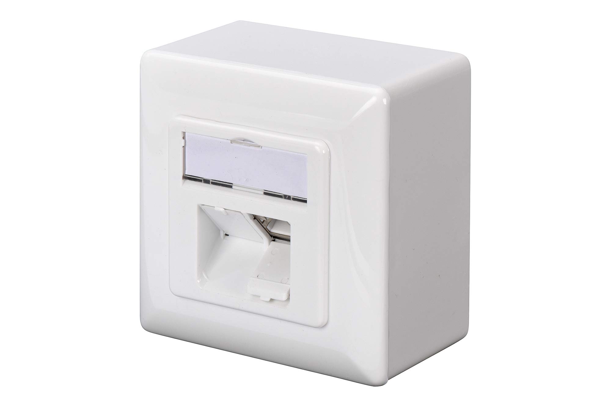 DIGITUS Gniazdo przyłączeniowe LSA Cat-5e – 2 porty RJ45 – Gniazdo sieciowe natynkowe lub podtynkowe – Doprowadzenie poziome – Możliwość aranżacji – 1 Gbps – Ekranowane – PoE – Białe RAL9003