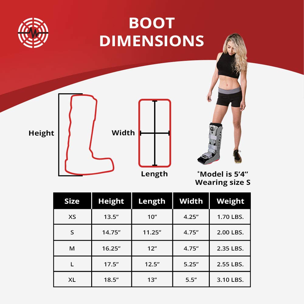 ManaMed Royal Boot Air - Botas altas CAM - Botas ortopédicas para caminar para esguince de tobillo con bomba de aire y tracción | Soporte para pie lesionado, esguince de tobillo, dedo del pie roto y