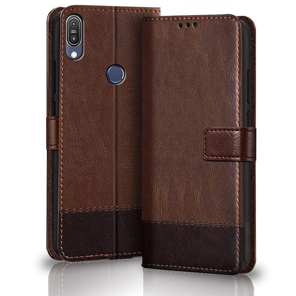 TheGiftKart Flip Back Cover Case for Asus Zenfone Max Pro M1 | Dual-Color Leather Finish | Inbuilt Stand & Pockets | Wallet Style Flip Back Case Cover for Asus Zenfone Max Pro M1 (Brown & Coffee) (B0BSWHB3D3) Amazon Price History, Amazon Price Tracker