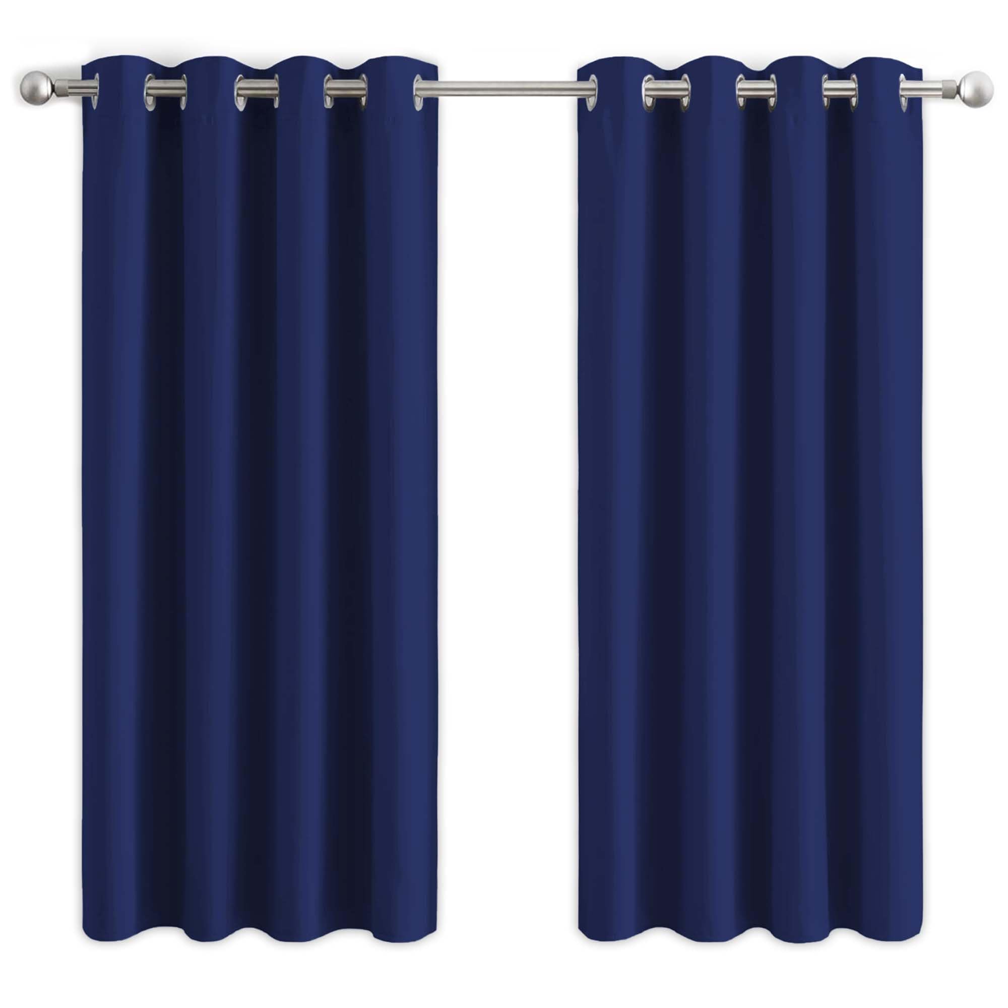 Aspire Homeware Navy Blackout Curtains For Bedroom - Eyelet Curtains Living Room Super Soft Thermal Insulated Window Curtain Drapes With Tiebacks X 54 Inch 2 Panel Size 46