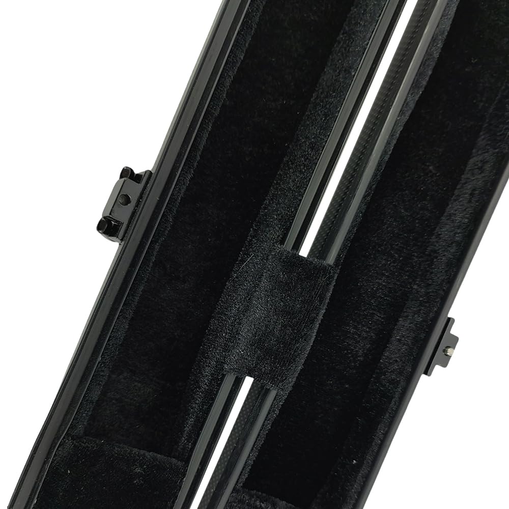 Estuche para violín y violonchelo 4/4 portátil duro de fibra de carbono con correa para el hombro para 2 arcos. Interior de felpa gruesa a prueba de golpes de espuma (negro)
