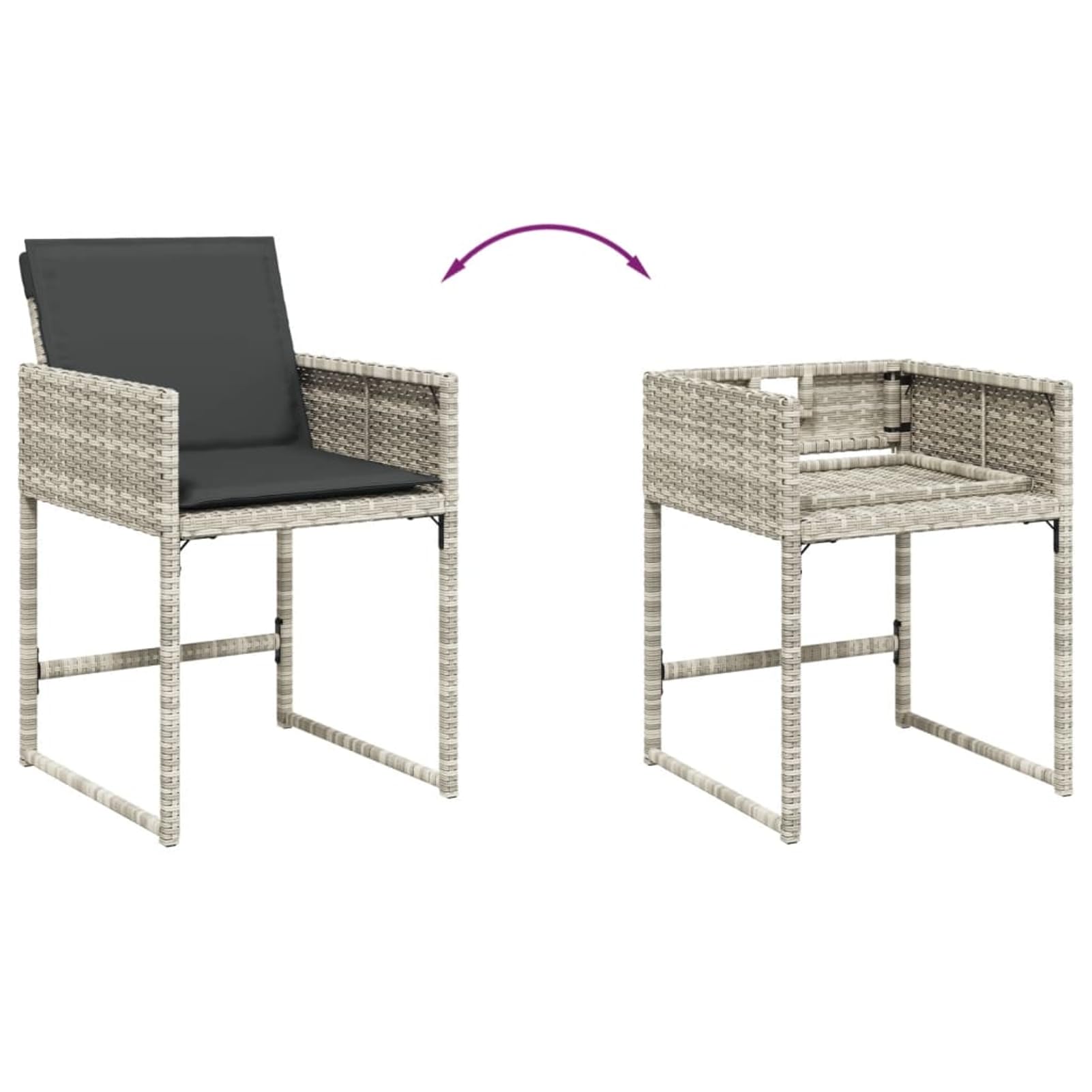 Gecheer Set da Pranzo da Giardino 13 Pezzi con Cuscini Grigio, Schienale Ribaltabile Salvaspazio in Polyrattan per Esterno, Soggiorno all'Aperto, Arredo da Giardino