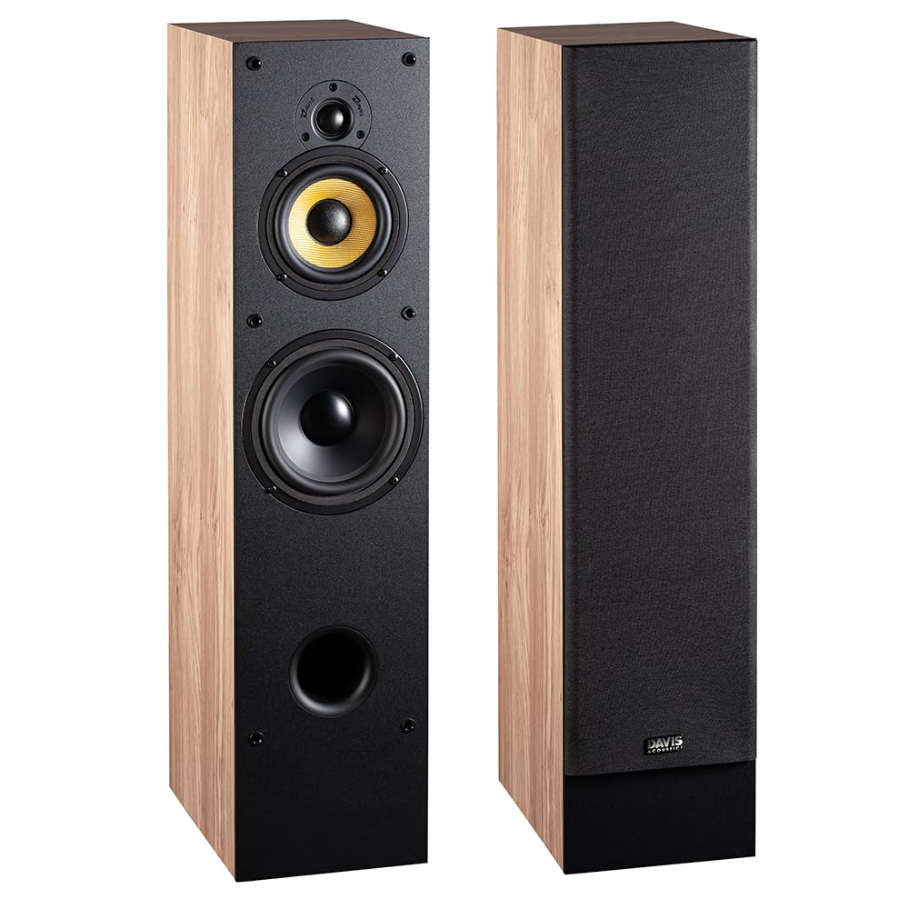 Davis Acoustics Mia 200 Chêne Clair - Colonne 3 Voies/3 Haut-parleurs - Enceinte Vendue à la Paire