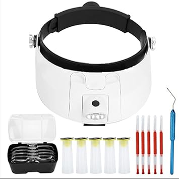 Homgee 12PCS Bee Tools Headband Magnifier Head Bee Queen Cage Protective Cover Bee Queen Rearing Grafting Tool Magnifier with 5 Detachable Lenses for Sewing Crafts Reading Beekeepers Beekeeping