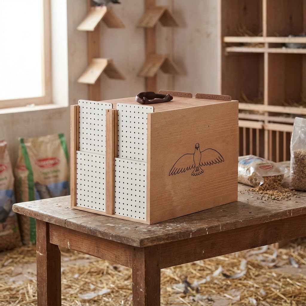 Suinga Transportin Madera Palomas 8 Departamentos 30x40x32 cm - Caja de Transporte para Palomas Palomos Aves Pajaros