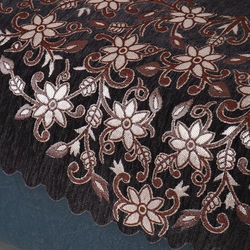 Image of Premium Chenille Woven Anti-Slip 7 Seater Sofa Cover | L-Shape Sofa Seat Protector for Living Room | Durable & Stylish Slipcover - Brown Phoolkari