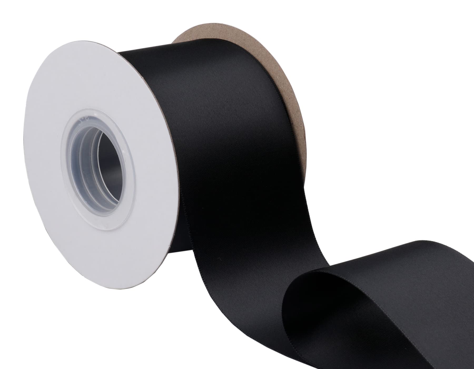 Fondersy 75mm X 22M Double Faced Satin Ribbon Black Polyester Ribbon for Gift Wrapping Wedding Decoration Floral Arrangement Crafts - Image 3